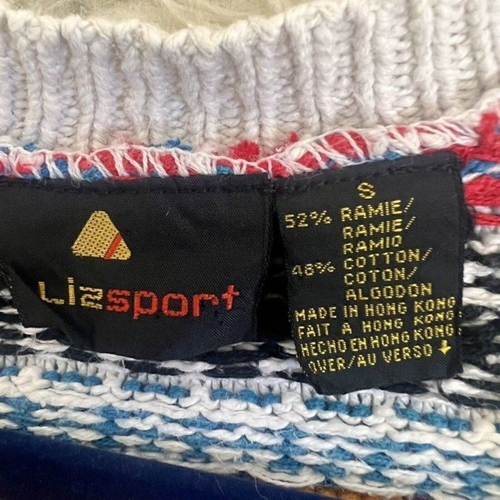 LizSport Vintage Fair Isle Oversized Cottagecore Cardigan Sweater Grandma Small - Picture 4 of 11